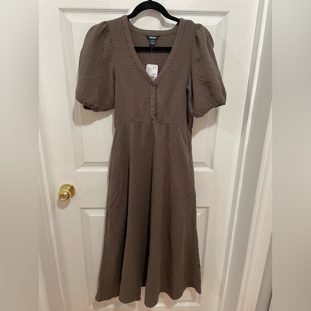 Roots Brown Cotton Midi Dress
